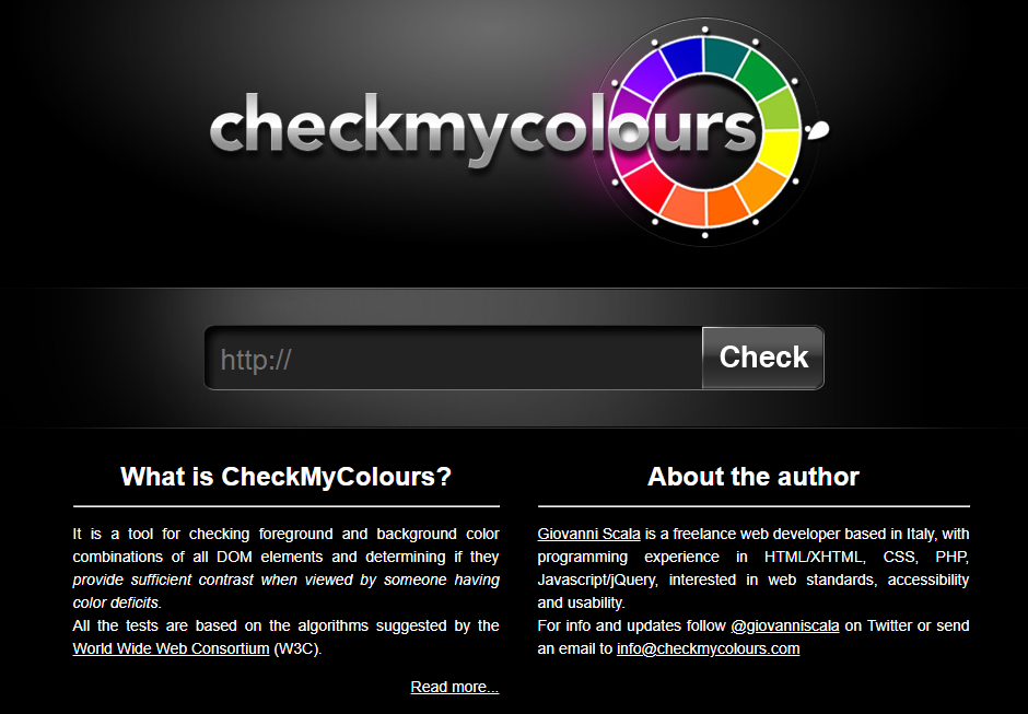 Checkmycolors - a tool for checking foreground and background colors