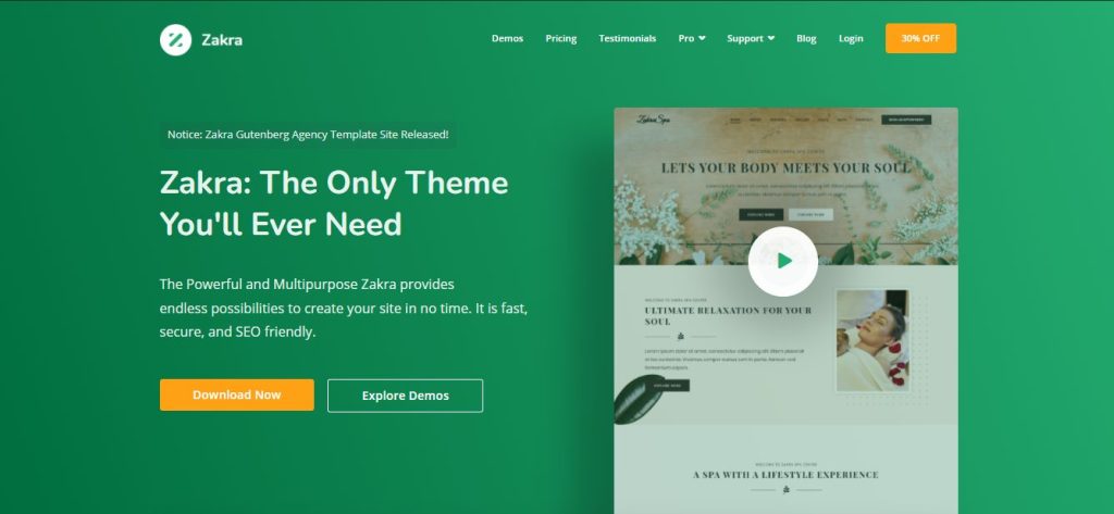 Zakra - theme WordPress Elementor