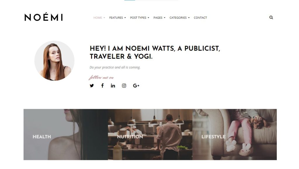 Noemi - lifestyle blog themes