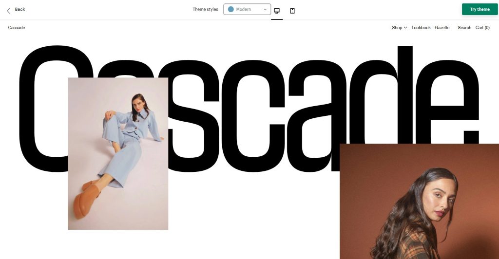 Cascade fashion Shopify theme for clothing brands