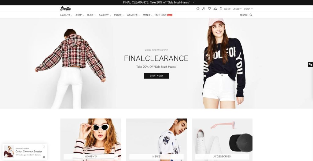 Shella - best clothing Shopify theme