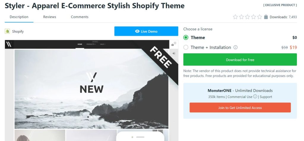 Styler free apparel Shopify theme