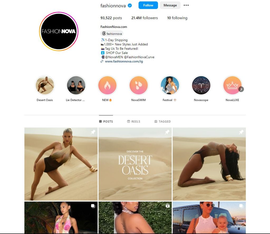 Fashion Nova Instagram marketing