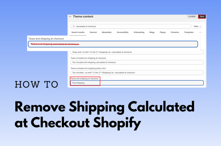 how to remove shipping calculated at checkout