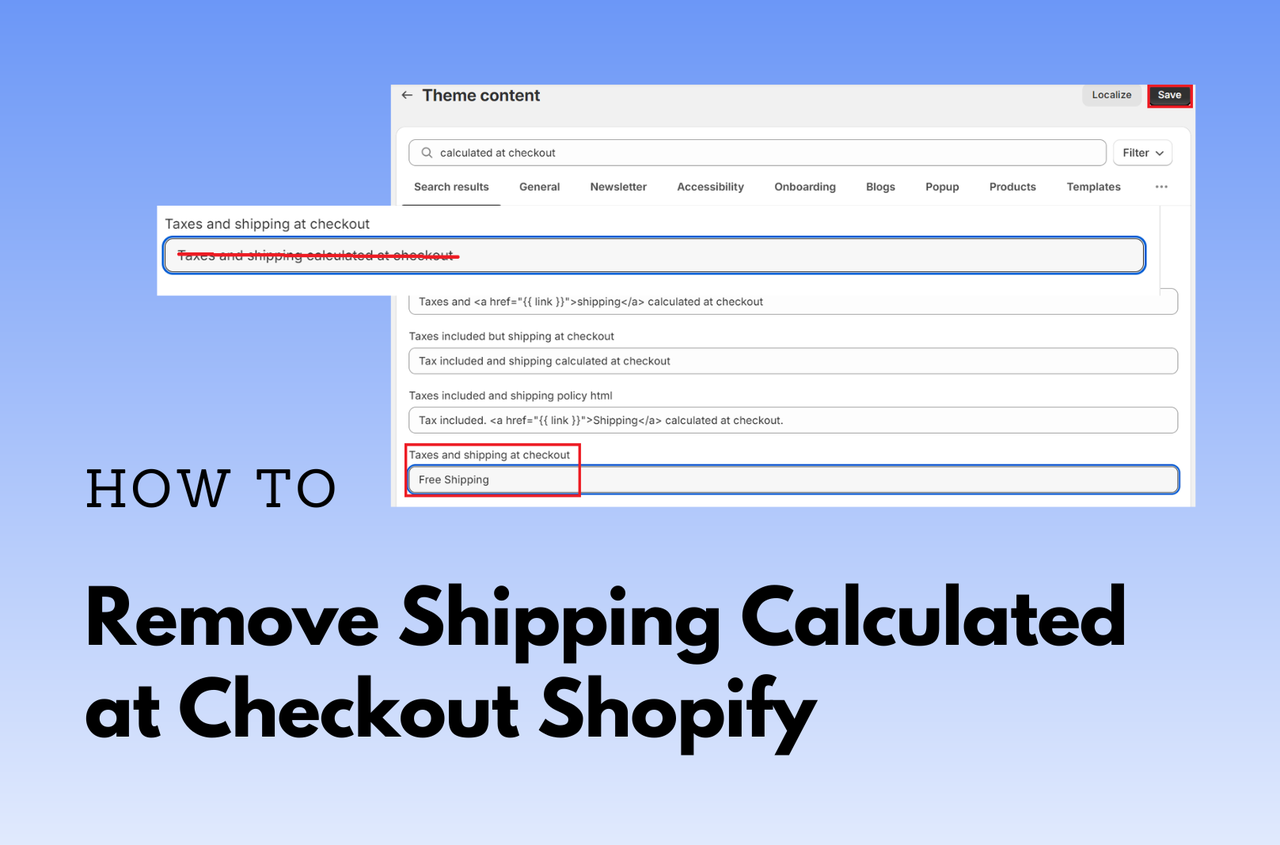 how to remove shipping calculated at checkout