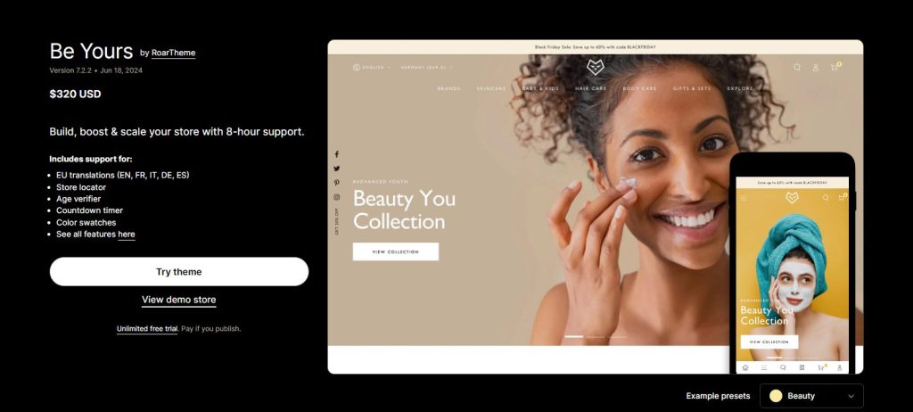 Be Yours - best shopify theme for dropshipping
