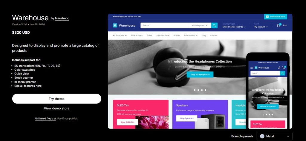 Warehouse - best shopify theme for dropshipping