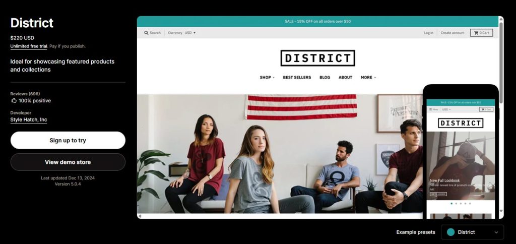 District Shopify streetwear theme