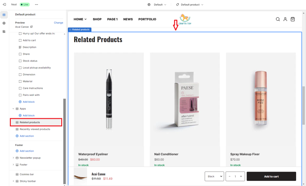 add related products Shopify