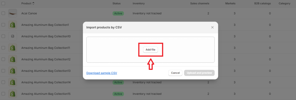 import CSV into Shopify