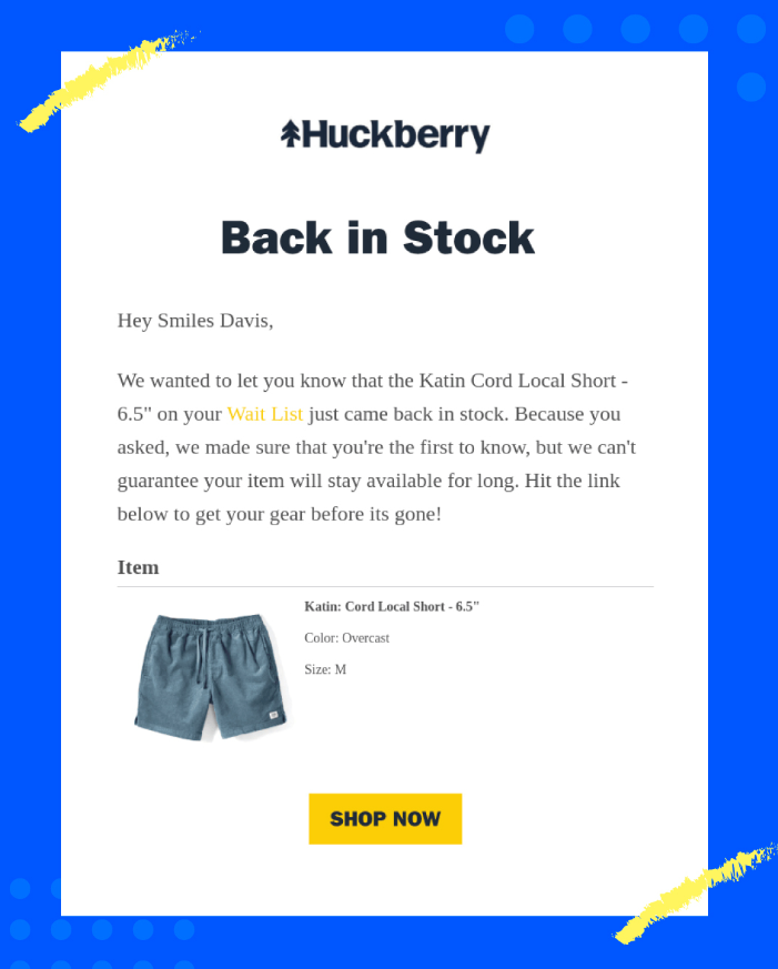 how to send back in stock emails with Shopify