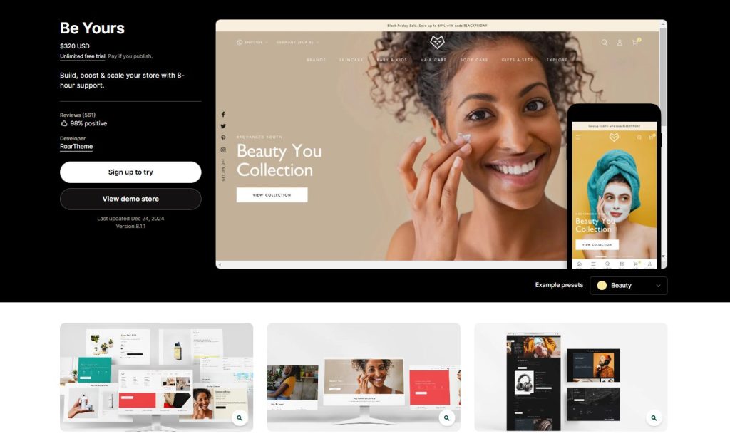 Be Yours Shopify theme