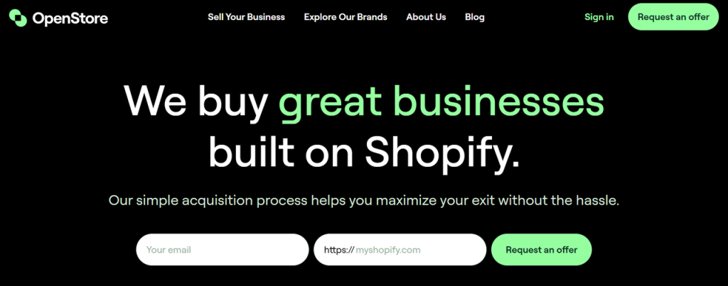 Open Store - buy businesses built on Shopify