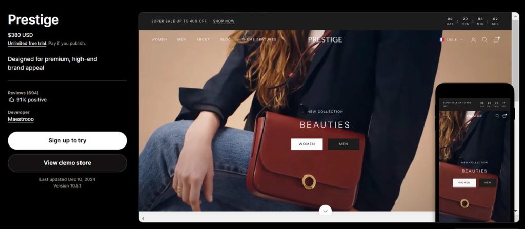 Shopify 1 product store theme