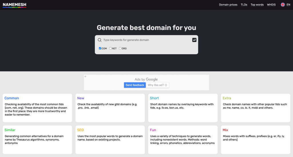 Business Name Ideas Generator