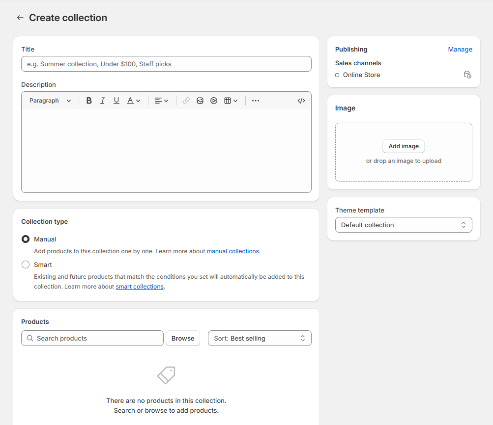 Shopify product categories