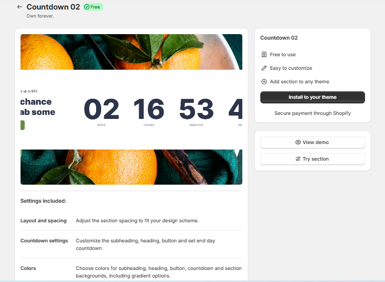 free Shopify countdown template