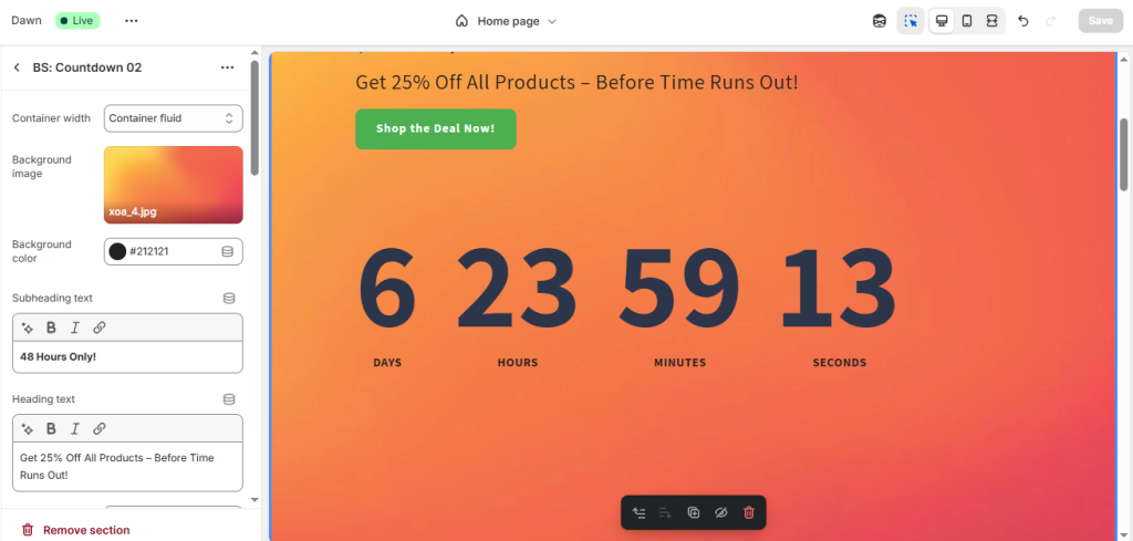 Countdown timer Shopify customize free