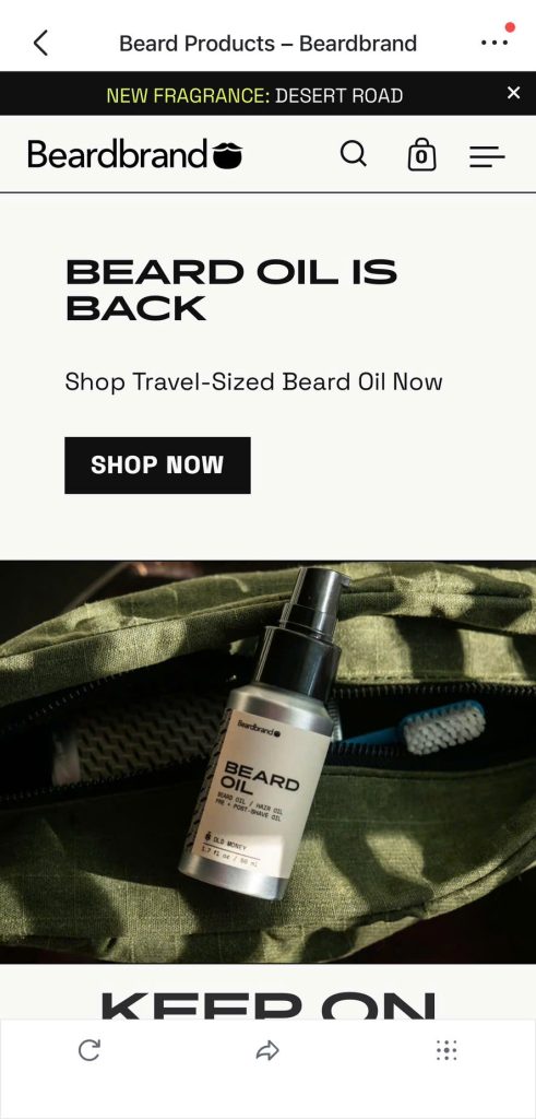 Beardbrand mobile-optimized website