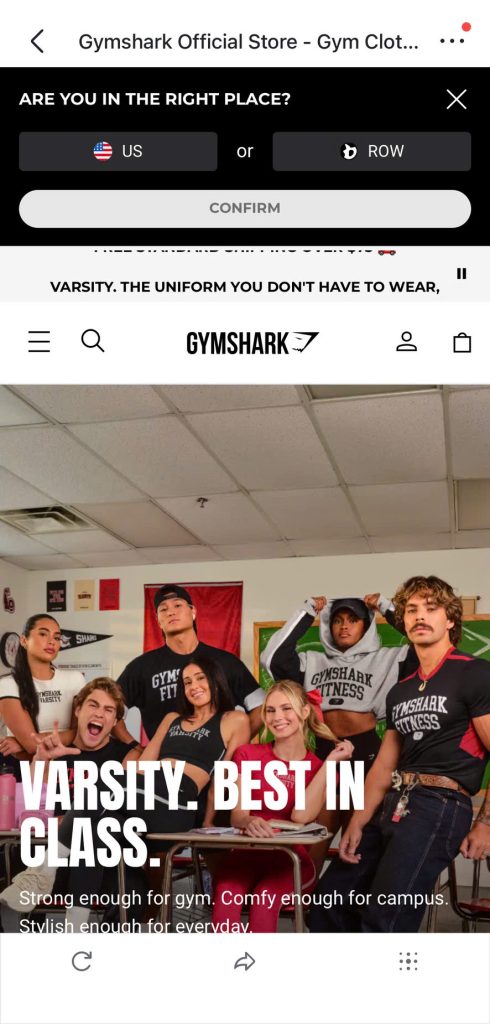 Gymshark best mobile website design