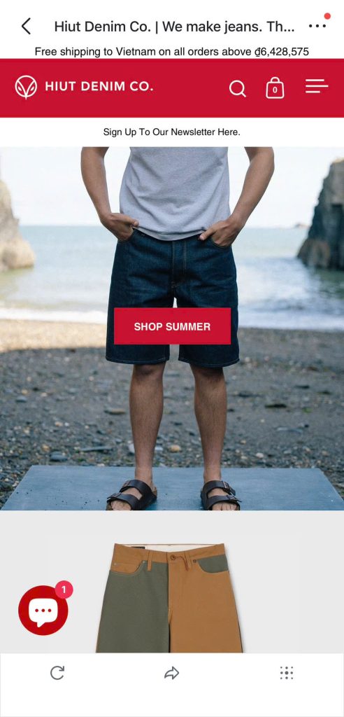 Hiut Denim mobile-first store