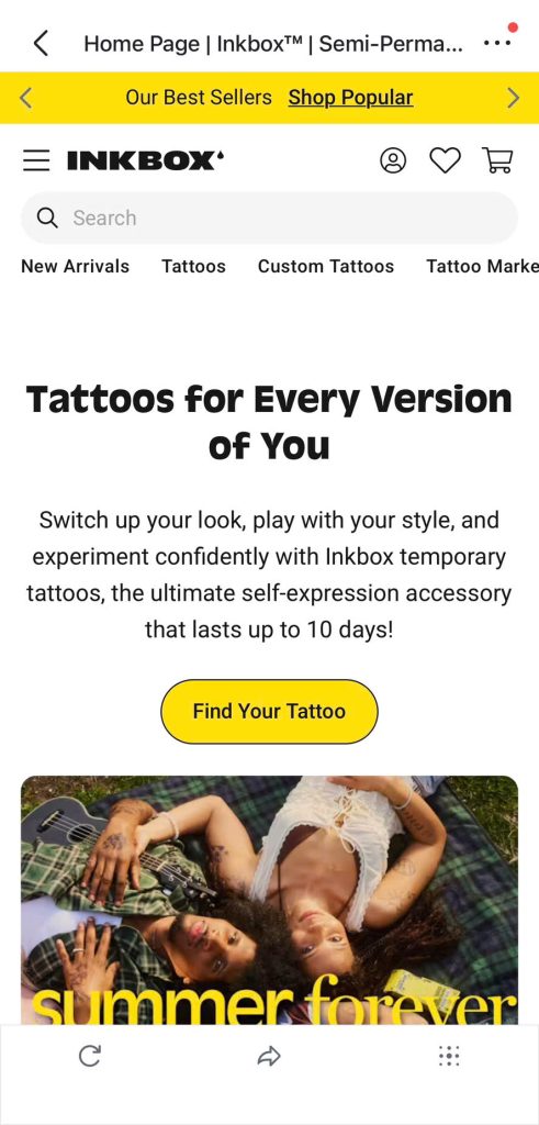 Inkbox Shopify mobile-friendly store