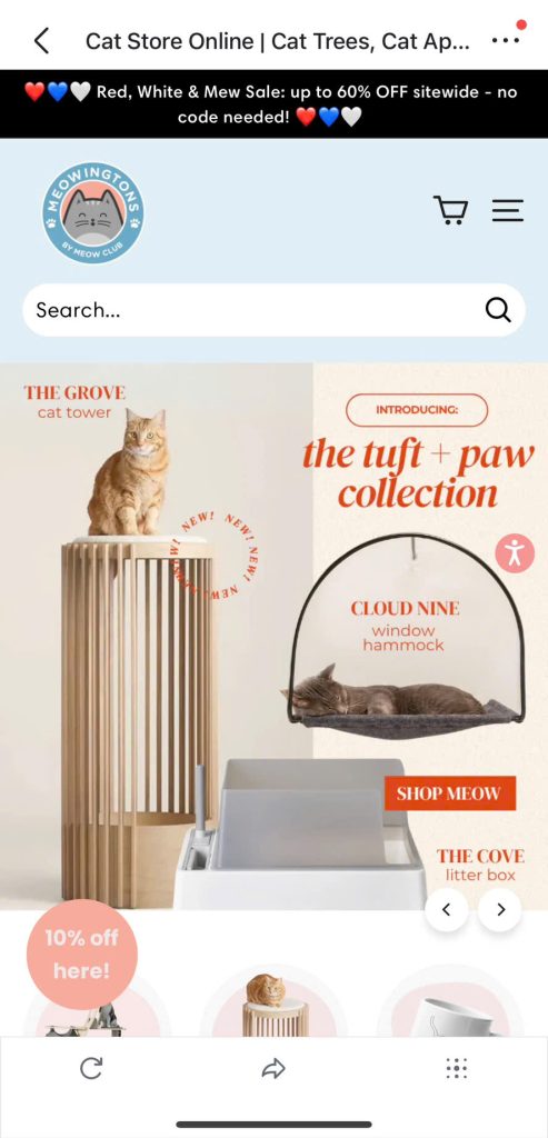 Meowingtons mobile design optimization