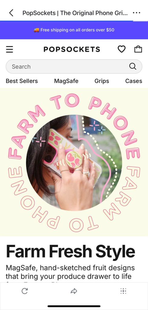 PopSockets mobile-first Shopify store