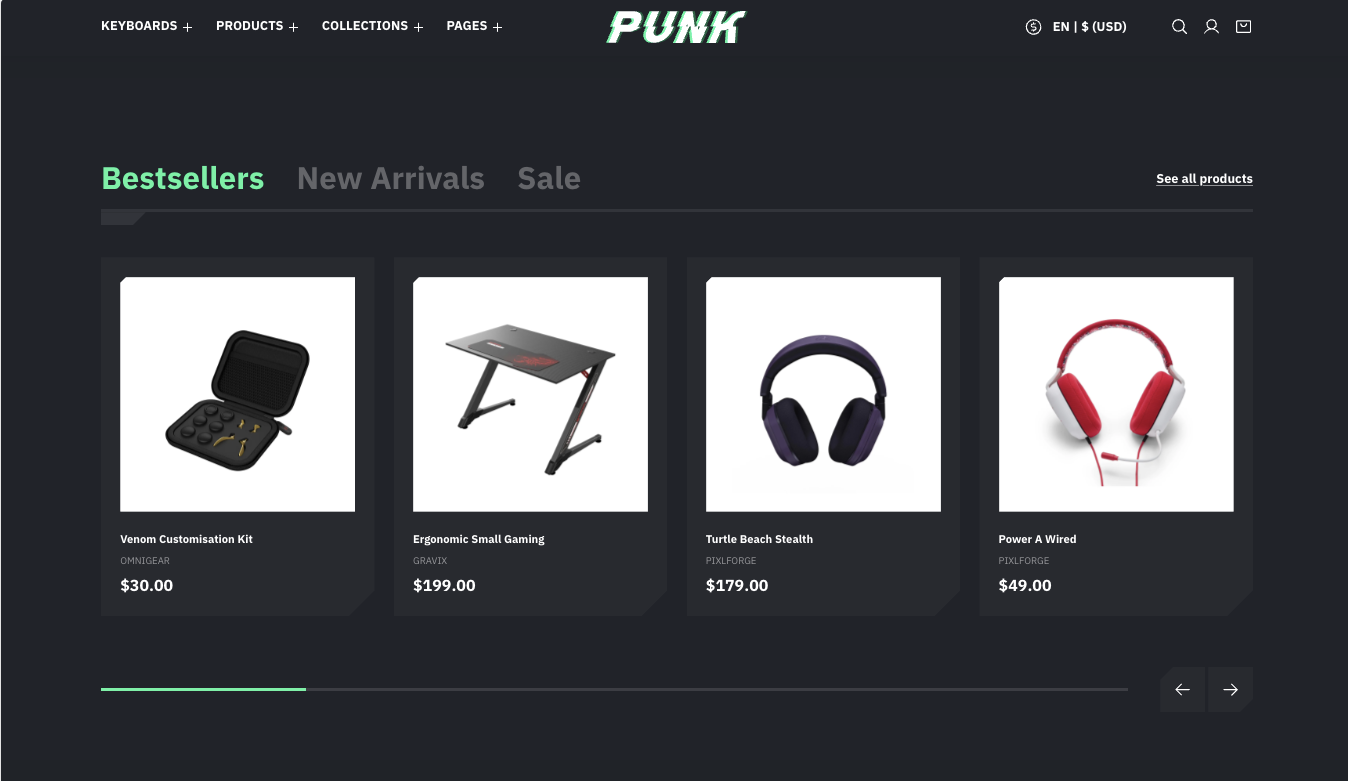 Featured collection tabs - Sections