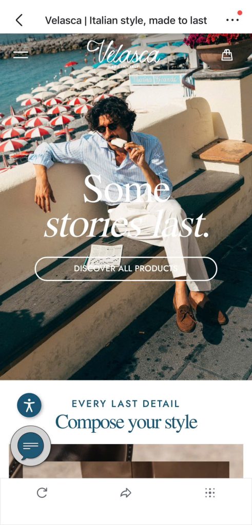 Velasca Shopify store optimized for mobile