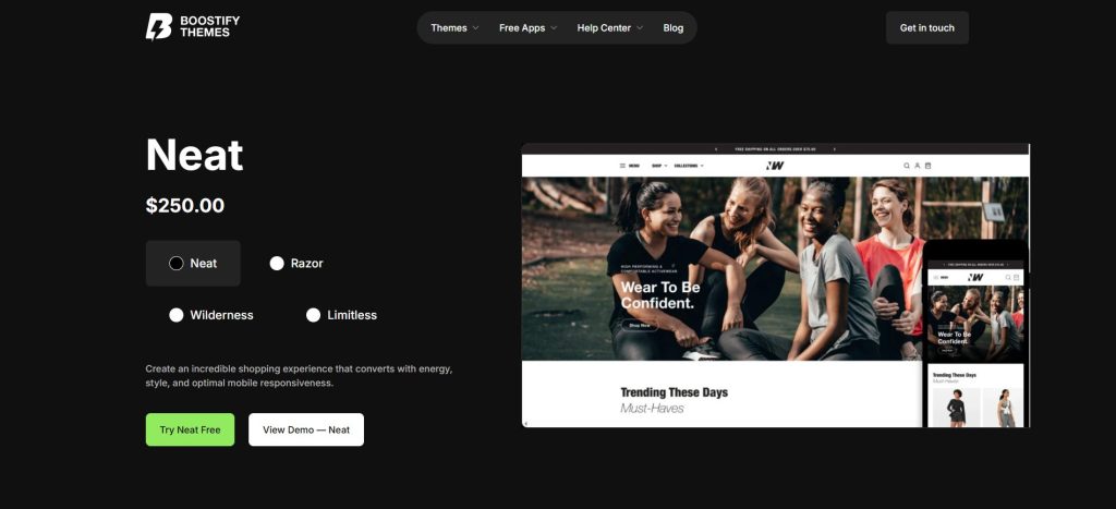 Neat Shopify templates to sell small number of products