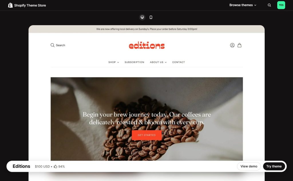 Shopify themes for small inventory business