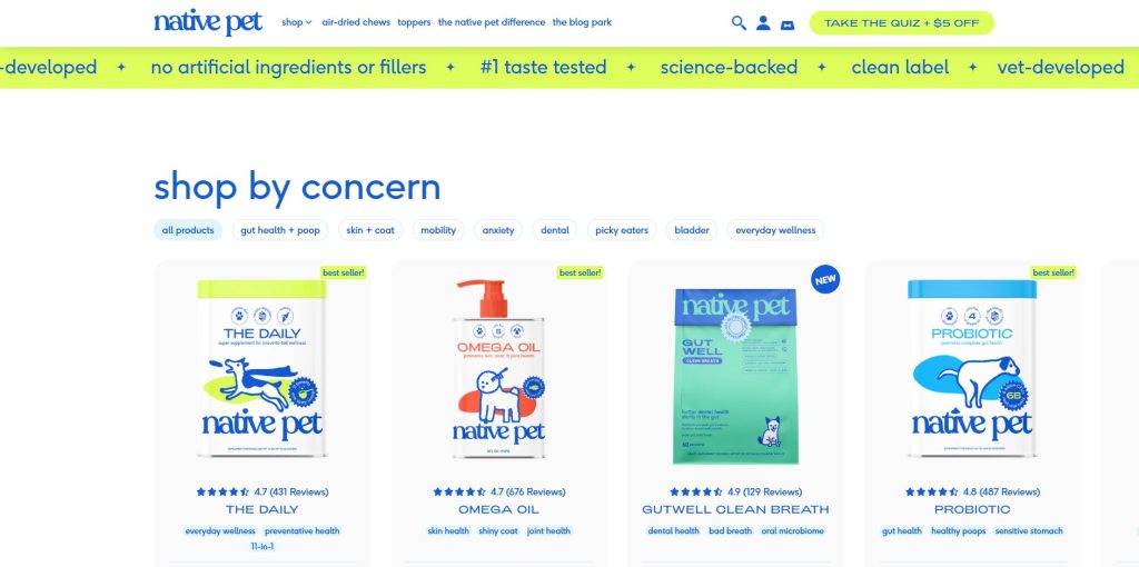 Native Pet pet store example