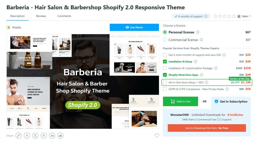 Barberia – Hair Salon & Barbershop Shopify 2.0 Theme