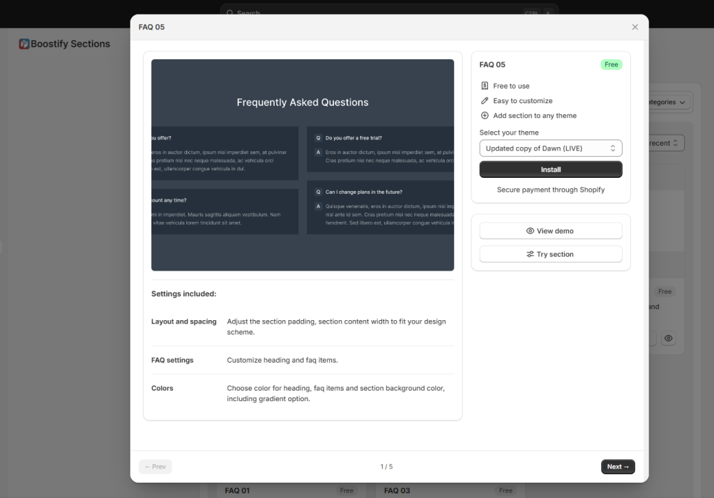 How to add FAQ page on Shopify