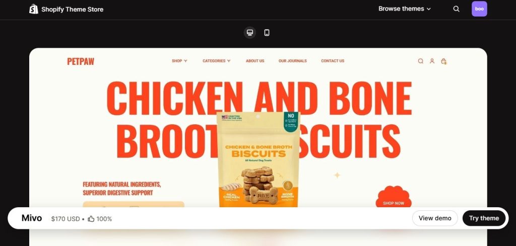 Mivo pet Shopify theme