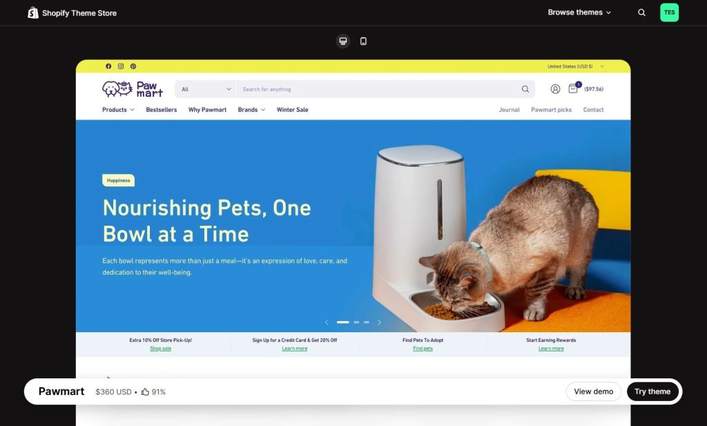 Shopify themes for pet store