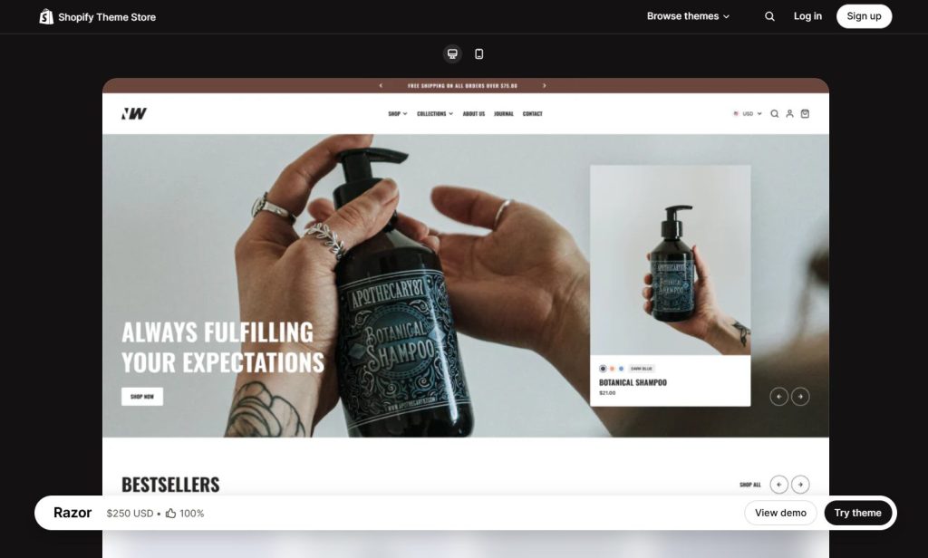Razor Shopify barbershop website template