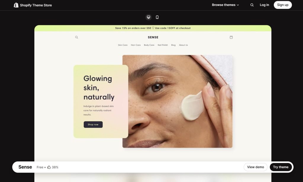 Sense Shopify free theme