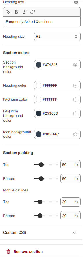 create a FAQ page Shopify