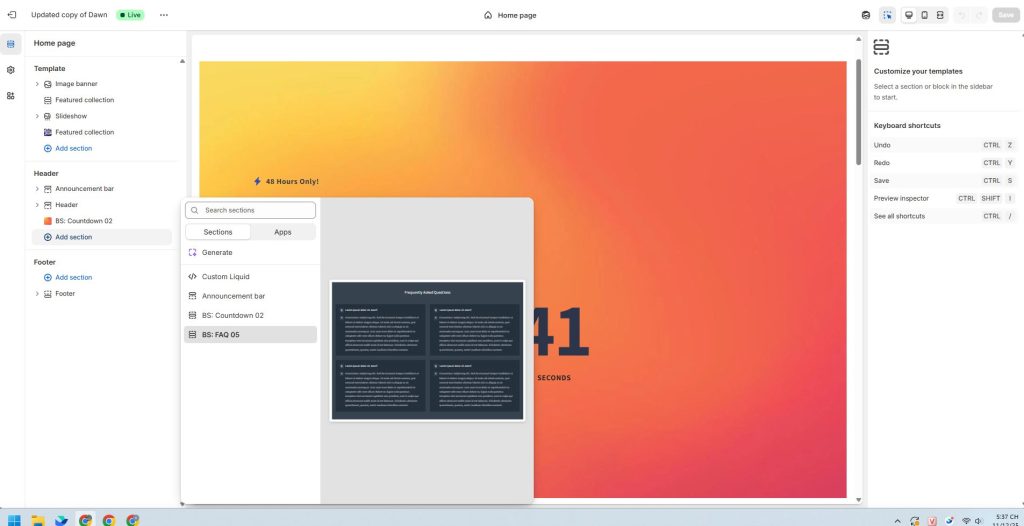 FAQ page for Shopify