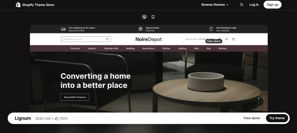 Noire interior design website templates