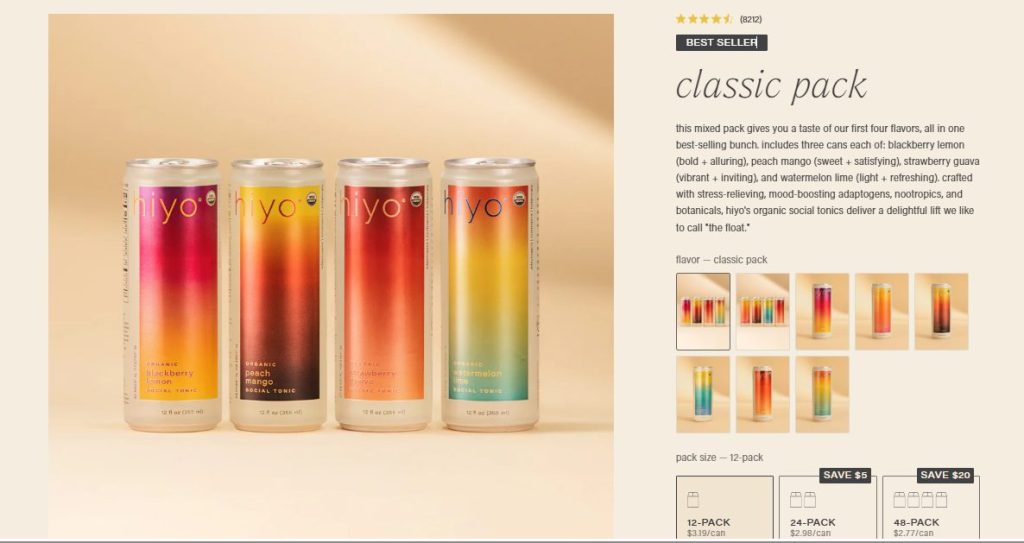 Hiyo beverage landing page