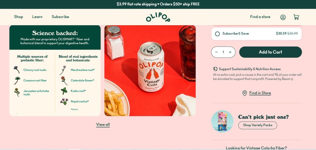 drink olipop beverage product showcase landing page