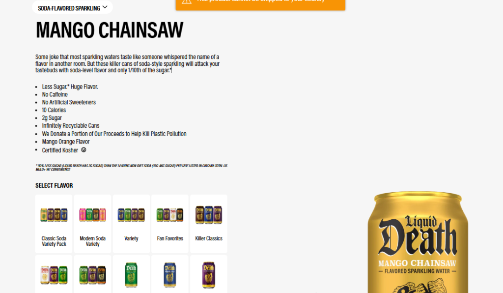 liquid death landing page