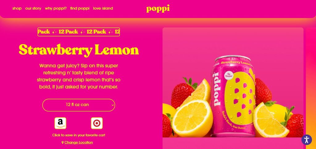 poppi product landing page