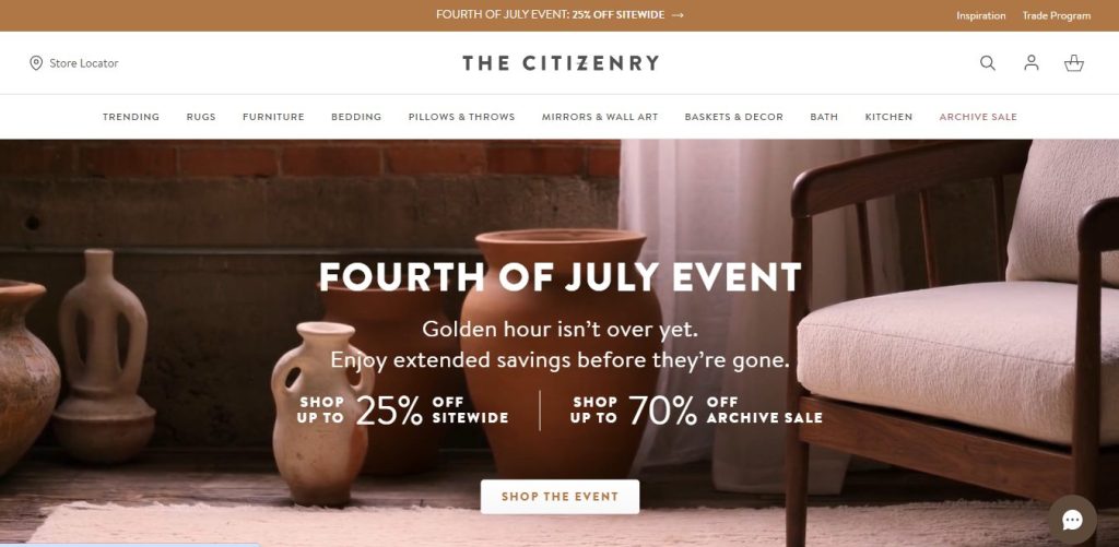 The Citizenry Shopify home decor store
