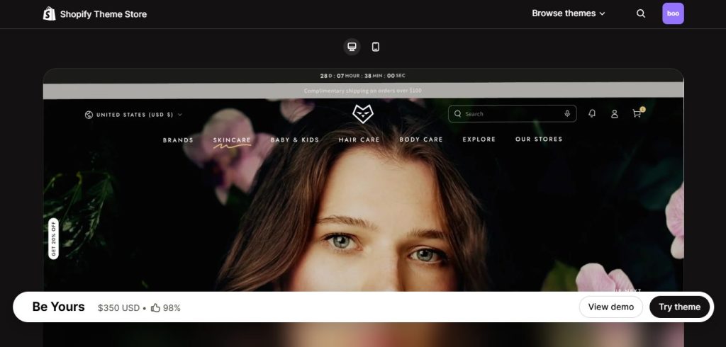 Be Yours minimal Shopify theme