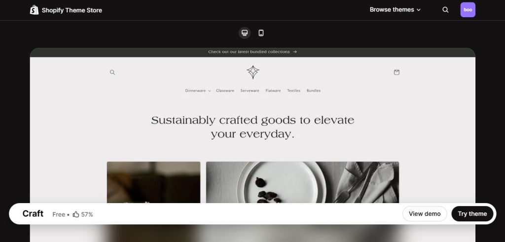 Craft free minimal Shopify theme