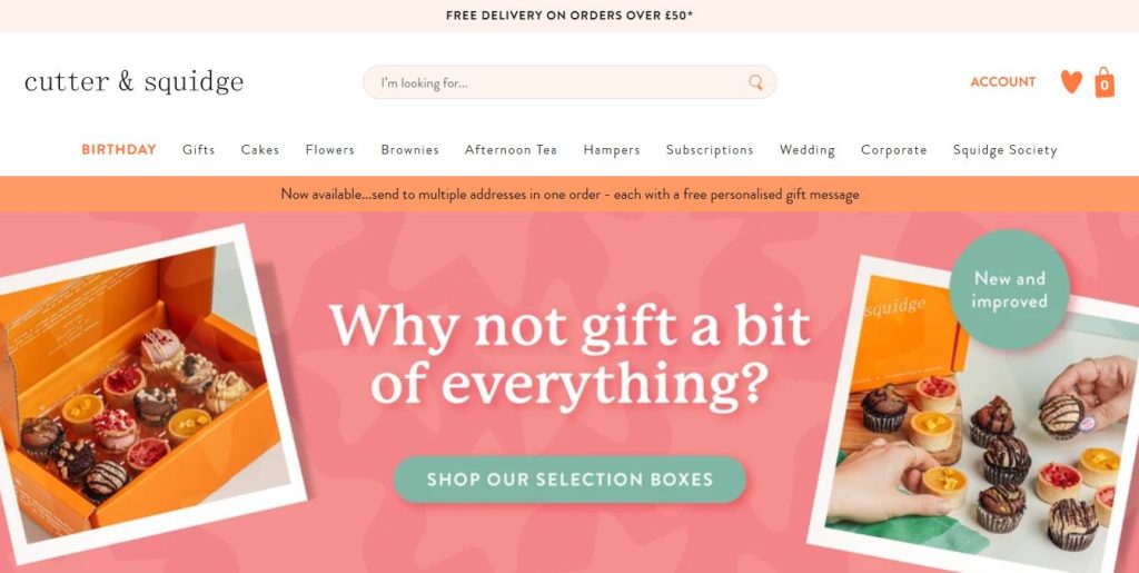 Cutter & Squidge online bakery website